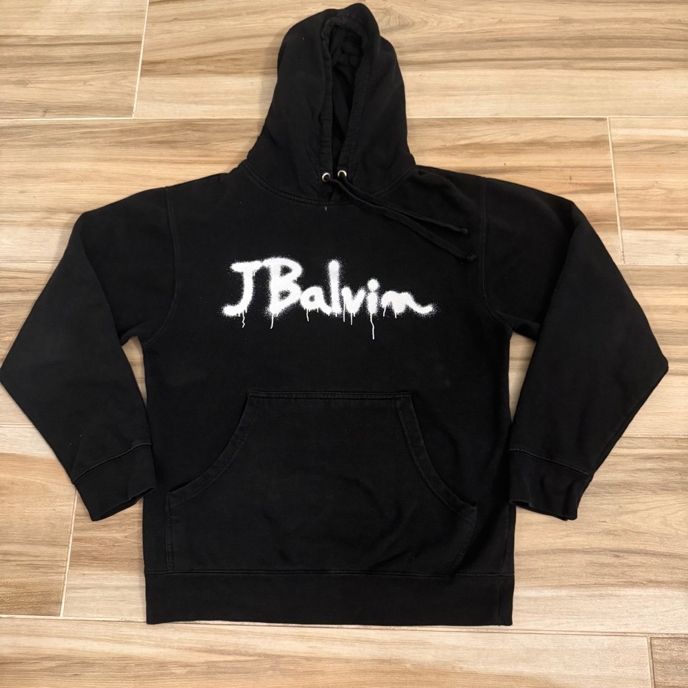 J Balvin x Takashi Murakami Black Graffiti Logo Lightning Bolt Hoodie Small